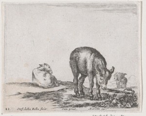 Ezels by Stefano della Bella, created 1620 - 1664, in paper; etching. Download this artwork as a high-resolution wallpaper for desktop, tablet, or mobile. — Stefano della Bella Wallpaper