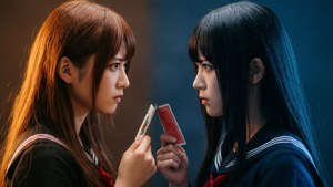 Yumeko Jabami og Kirari Momobami i en anspent konfrontasjon.