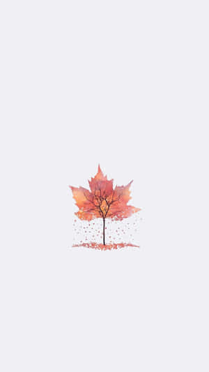 Un árbol estilizado con hojas en forma de arce en colores otoñales sobre un fondo gris claro. — Fondods de iPhone en Otoño Fondos