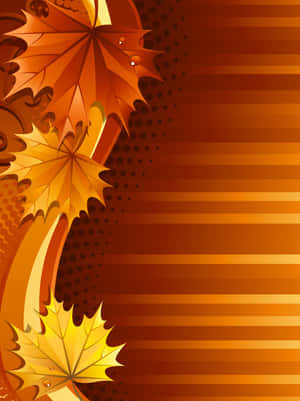Autumn leaves in warm tones decorate a striped background. — Fall Leaves Background