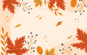 Autumn leaves and berries arranged in a decorative border on beige background. — Fall Leaves Background