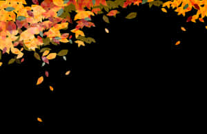 Autumn leaves falling in a diagonal pattern against a black background. — Cute Autumn Picture
