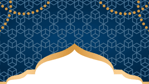 Blåt geometrisk tapet med guldpunkter og hvid bueramme — Fancy Wallpapers