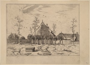 Farm by Lucas van Doetechum, created published 1559/1661, in etching retouched with engraving. Download this artwork as a high-resolution wallpaper for desktop,