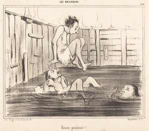 Fausse position!!! by Honoré Daumier, created 1840, in lithograph on wove paper. Download this artwork as a high-resolution wallpaper for desktop, tablet, or mo — Art Wallpaper