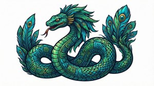 Sauberer Vektor der gefiederten Schlange Quetzalcoatl in Türkis.