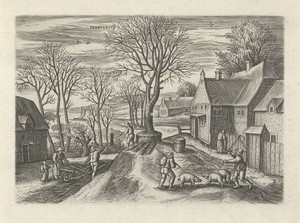 Februari by Julius Goltzius, created 1596 - 1652, in paper; engraving. Download this artwork as a high-resolution wallpaper for desktop, tablet, or mobile. — Julius Goltzius Wallpaper