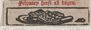 Februari by Dirck de Bray, created 1672, in paper; letterpress printing; houtsnede. Download this artwork as a high-resolution wallpaper for desktop, tablet, or