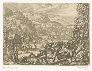 Februari by Pieter van der Borcht (I), created 1545 - 1608, in paper; etching. Download this artwork as a high-resolution wallpaper for desktop, tablet, or mobi — Pieter van der Borcht (I) Wallpaper