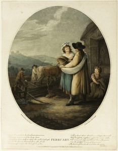 February by Francesco Bartolozzi, created October 1, 1793, in Color stipple engraving on paper. Download this artwork as a high-resolution wallpaper for desktop — Art Picture