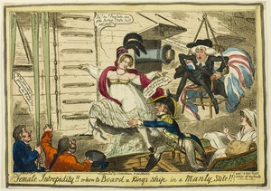 Female Intrepidity by George Cruikshank, created 1816, in Hand-colored etching on paper. Download this artwork as a high-resolution wallpaper for desktop, table — Illustration Wallpaper