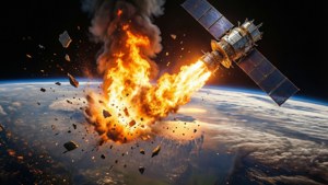 Een satelliet valt uit elkaar tijdens een dramatische vurige terugkeer in de atmosfeer van de aarde.