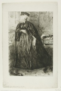 Finette by James McNeill Whistler, created 1859, in Etching and drypoint in black ink on ivory laid paper. Download this artwork as a high-resolution wallpaper — Illustration Wallpaper