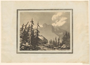 Fir by John Robert Cozens, created 1789, in paper; soft-ground etching; aquatint. Download this artwork as a high-resolution wallpaper for desktop, tablet, or m — John Robert Cozens Wallpaper