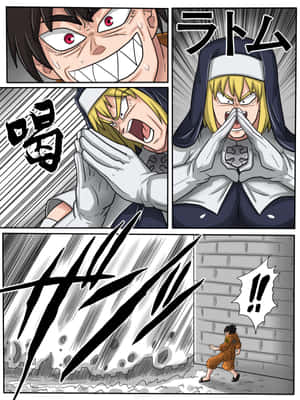Personagens de anime reagindo a uma onda quebrando com efeitos sonoros. — Fire Force Iris Papéis de Parede