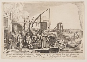 Fire, from The Four Elements by II Jan van de Velde, created 1622, in Etching on ivory laid paper. Download this artwork as a high-resolution wallpaper for desk — Illustration Wallpaper