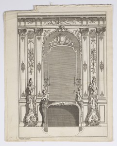 Fireplace Wall Elevation by Jean Mariette, created ca. 1660–1772, in Engraving on paper. Download this artwork as a high-resolution wallpaper for desktop, table — Jean Mariette Wallpaper