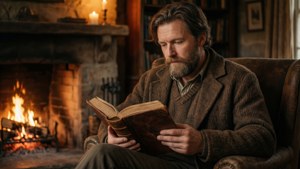 Benjamin Browning genießt einen ruhigen Abend am Kamin.
