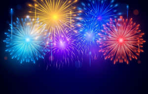 Buntes Feuerwerk, das während einer Feier am Nachthimmel explodiert. — Firecrackers Wallpaper