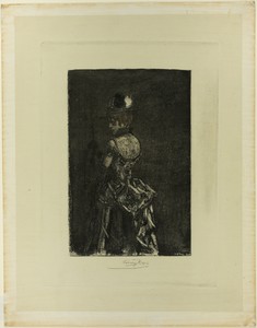 First Step by Félicien Rops, created 1883, in Heliogravure, with drypoint, white heightening and hand-coloring, on ivory wove paper. Download this artwork as a 