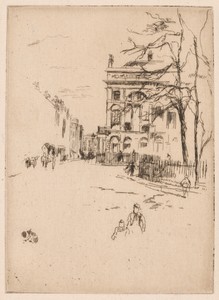 Fitzroy Square by James McNeill Whistler, created 1878/81, in Etching in black on ivory laid paper. Download this artwork as a high-resolution wallpaper for des — Illustration Background