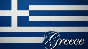 Gresk flagg bakgrunn med 'Greece' tekst, rent og patriotisk bakgrunnsbilde.
