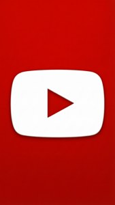 Logotipo branco e plano do YouTube em fundo vermelho sólido.