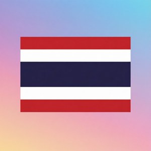 Clean vector-style Thailand flag with gradient backdrop, minimal and modern.