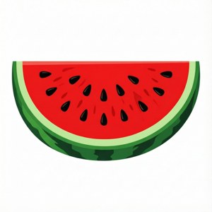 Minimalist flat vector watermelon slice clipart on white background