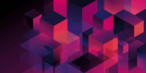 Abstraktes 3D-geometrisches Muster aus leuchtenden magenta- und violetten Würfeln — Abstract Polygon Wallpaper