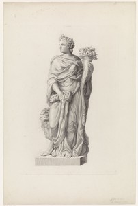 Flora by Johannes van der Kellen, created 1862, in paper; engraving. Download this artwork as a high-resolution wallpaper for desktop, tablet, or mobile. — Johannes van der Kellen Wallpaper