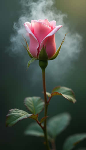 Pink rose with smoke rising from its petals against a dark background. — Fresh Wallpaper