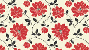Patrón floral rojo y negro sobre fondo crema para papel tapiz. — Lindo Floral Fondos de pantalla