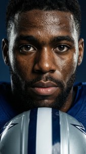 Nærbillede portræt af Micah Parsons med intens fokus