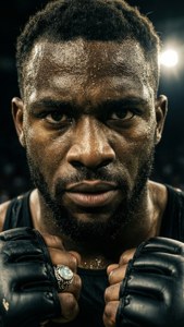 A gritty close-up portrait of Cedric Alexander showing his determination.