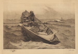 Fog Warning by Hamilton Hamilton, created 1887, in etching on chine collé. Download this artwork as a high-resolution wallpaper for desktop, tablet, or mobile.