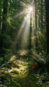 Sunlit forest wallpaper for Note 10 Plus