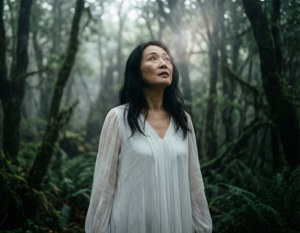 Julie Chen di hutan mistis, halus dan tenang.