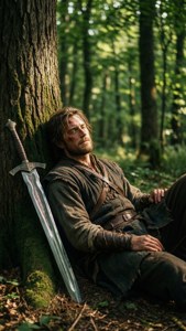 Wallpaper damai Guts beristirahat di hutan