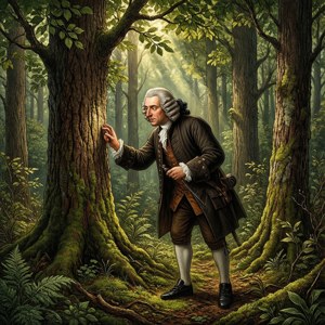 Johann Georg von Dillis tutkii puuta metsässä tieteellisellä tarkkuudella, kasvitieteellisessä tyylissä.