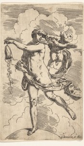 Fortuna by Simone Cantarini, created 1622 - 1648, in paper; etching. Download this artwork as a high-resolution wallpaper for desktop, tablet, or mobile. — Simone Cantarini Wallpaper