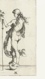 Fortuna by Albrecht Dürer, created 1493 - 1498, in paper; engraving. Download this artwork as a high-resolution wallpaper for desktop, tablet, or mobile. — Albrecht Dürer Wallpaper