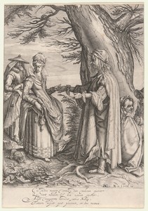 Fortune-Teller by II Jacques de Gheyn, created c. 1608, in Engraving on cream laid paper. Download this artwork as a high-resolution wallpaper for desktop, tabl — II Jacques de Gheyn Wallpaper