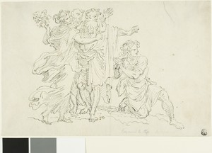 Four Classical Figures by François Roettiers, created n.d., in Pen with black and brown ink on ivory laid paper. Download this artwork as a high-resolution wall — François Roettiers Wallpaper