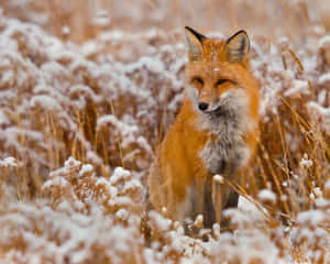 Rotfuchs im verschneiten Grasfeld im Winter — Gray Fox Wallpaper