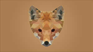 A geometrically stylized fox head in earth tones on a brown background. — Grey Fox Picture