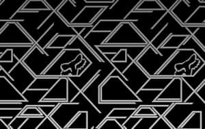 Geometric pattern with fox head logos on black background