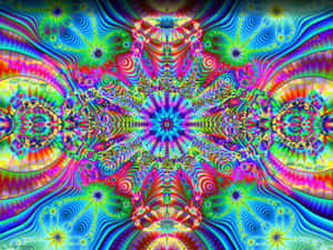 Vibrant abstract fractal pattern with swirling rainbow colors and symmetrical designs. — Fractals Picture