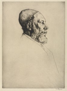 Frederick Goulding by William Strang, created 1906, in drypoint. Download this artwork as a high-resolution wallpaper for desktop, tablet, or mobile.