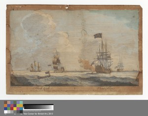 Fresh Gale by Nathaniel Parr, active 1742-1751, in Line engraving with hand coloring in gouache on medium, slightly textured, beige laid paper. Download this ar
